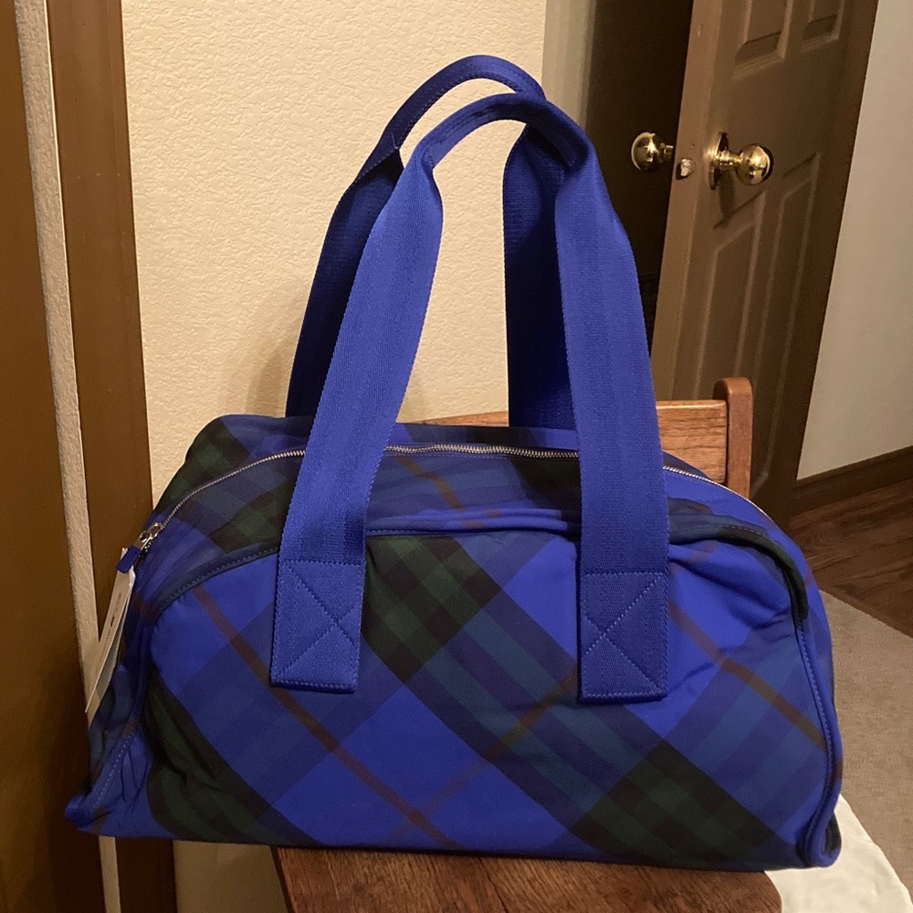 Burberry Shield Duffle M Check Nylon with Dust Bag NWT